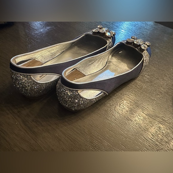 Navy blue Satin Miu Miu flats - Picture 4 of 6
